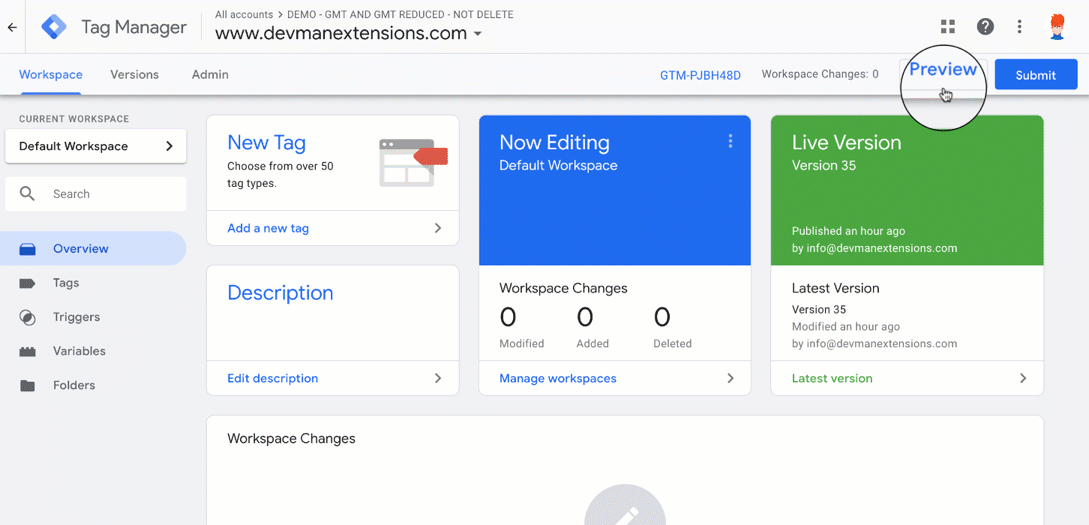 Opencart Google Marketing Tools - Preview mode demostration