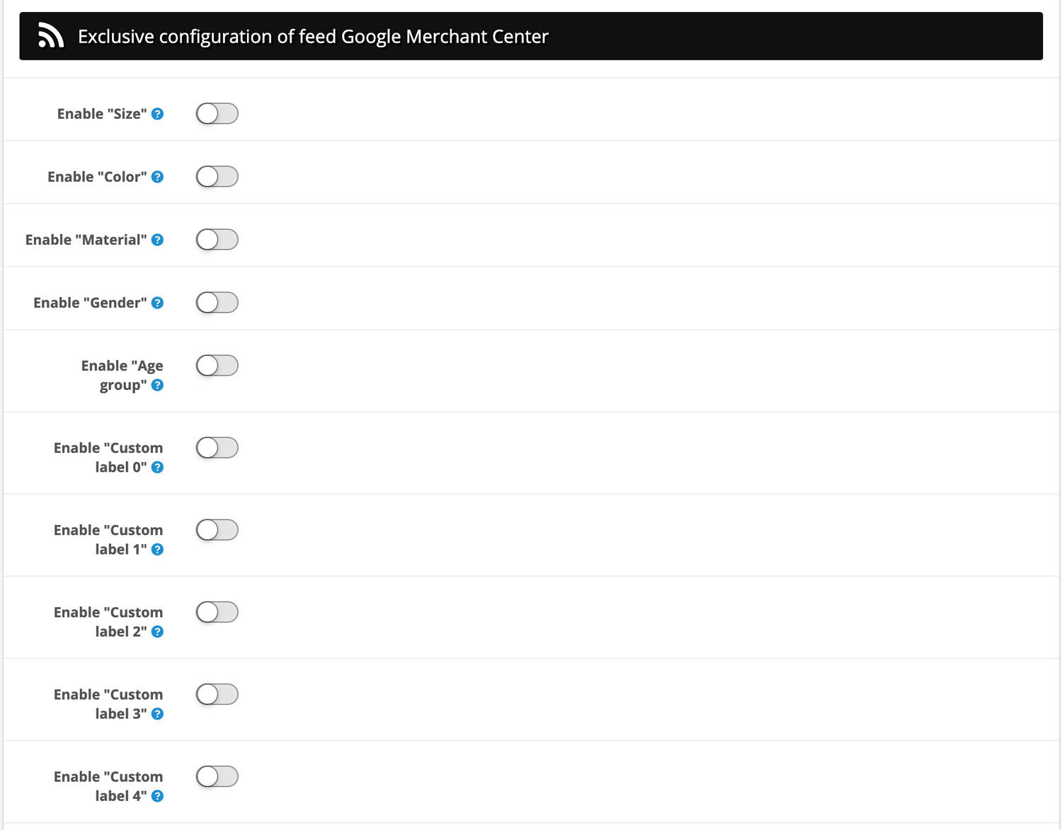 Opencart Google Marketing Tools feeds configuration - Exclusive configuration for google merchant center