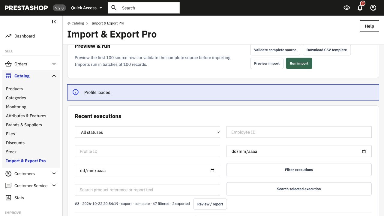 Repeatable imports, clear results